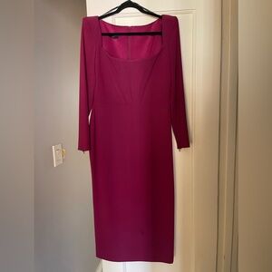 Alex Perry Leigh Strong-Shoulder Corset Midi Dress